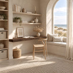 Scandinavian Solid Wood Floating Desk With Plank Top For Living Room