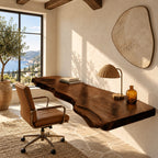 Timeless Long Live Edge Wall Mounted Desk With Flowing Grain For Home Office