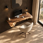 Japandi Live Edge Floating Computer Desk With Tapered Edge For Bedroom
