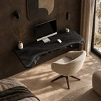 Japandi Live Edge Floating Computer Desk With Tapered Edge For Bedroom