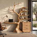 Sculptural Tree Bookshelf Floating Desk With Drawer Cabinet For Home Office