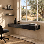 Modern Solid Wood Floating Desk With 3 Drawers For Home Office