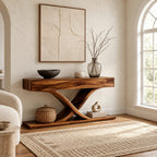Modern Solid Wood Console Table With Crossed Curved Legs For Living Room
