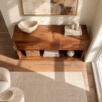 Minimalist Solid Wood Console Table With 6 Drawers For Entryway