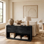 Minimalist Solid Wood Console Table With 6 Drawers For Entryway
