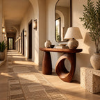 Handcrafted Sculptural Console Table With Ring Leg For Entryway