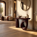 Handcrafted Sculptural Console Table With Ring Leg For Entryway