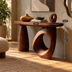 Handcrafted Sculptural Console Table With Ring Leg For Entryway