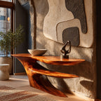 Statement Cantilever Console Table With Lower Wing Shelf For Entryway