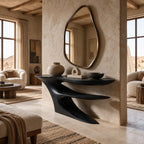 Statement Cantilever Console Table With Lower Wing Shelf For Entryway
