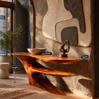 Statement Cantilever Console Table With Lower Wing Shelf For Entryway