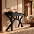 Sculptural Solid Wood Console Table With Branching Legs For Living Room