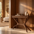Contemporary Wooden Console Table With Antler Style Legs For Entryway