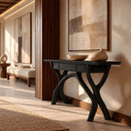 Handcrafted Wood Console Table With Crossing Branch Legs For Living Room