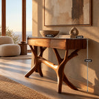 Nature Inspired Tree Branch Console Table With 3 Drawers For Entryway