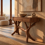 Nature Inspired Tree Branch Console Table With 3 Drawers For Entryway