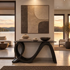 Modern Flowing Wood Console Table With Loop Base For Entryway