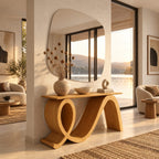 Modern Flowing Wood Console Table With Loop Base For Entryway