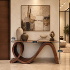 Modern Flowing Wood Console Table With Loop Base For Entryway