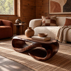 Sculptural Hollow Loop Coffee Table With Lower Shelf For Living Room