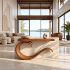 Contemporary Wave Curl Console Table With Thick Slab Top For Entryway