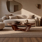 Japandi Freeform Coffee Table With Flowing Sculpted Base For Living Room