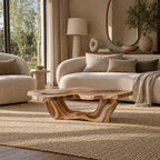 Japandi Freeform Coffee Table With Flowing Sculpted Base For Living Room