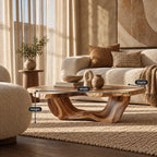 Japandi Freeform Coffee Table With Flowing Sculpted Base For Living Room