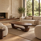 Elegant Oblong Wooden Coffee Table With Low Loop Base For Living Room