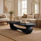 Elegant Oblong Wooden Coffee Table With Low Loop Base For Living Room