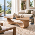 Elegant Oblong Wooden Coffee Table With Low Loop Base For Living Room
