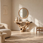 Organic Wall Mounted Console Table With Root Bracket Base For Entryway