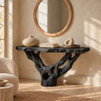 Organic Wall Mounted Console Table With Root Bracket Base For Entryway