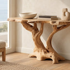 Rustic Live Edge Console Table With Branching Root Base For Entryway