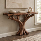 Modern Tree Root Console Table With Flat Cut Top For Hallway