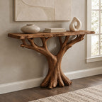 Modern Tree Root Console Table With Flat Cut Top For Hallway