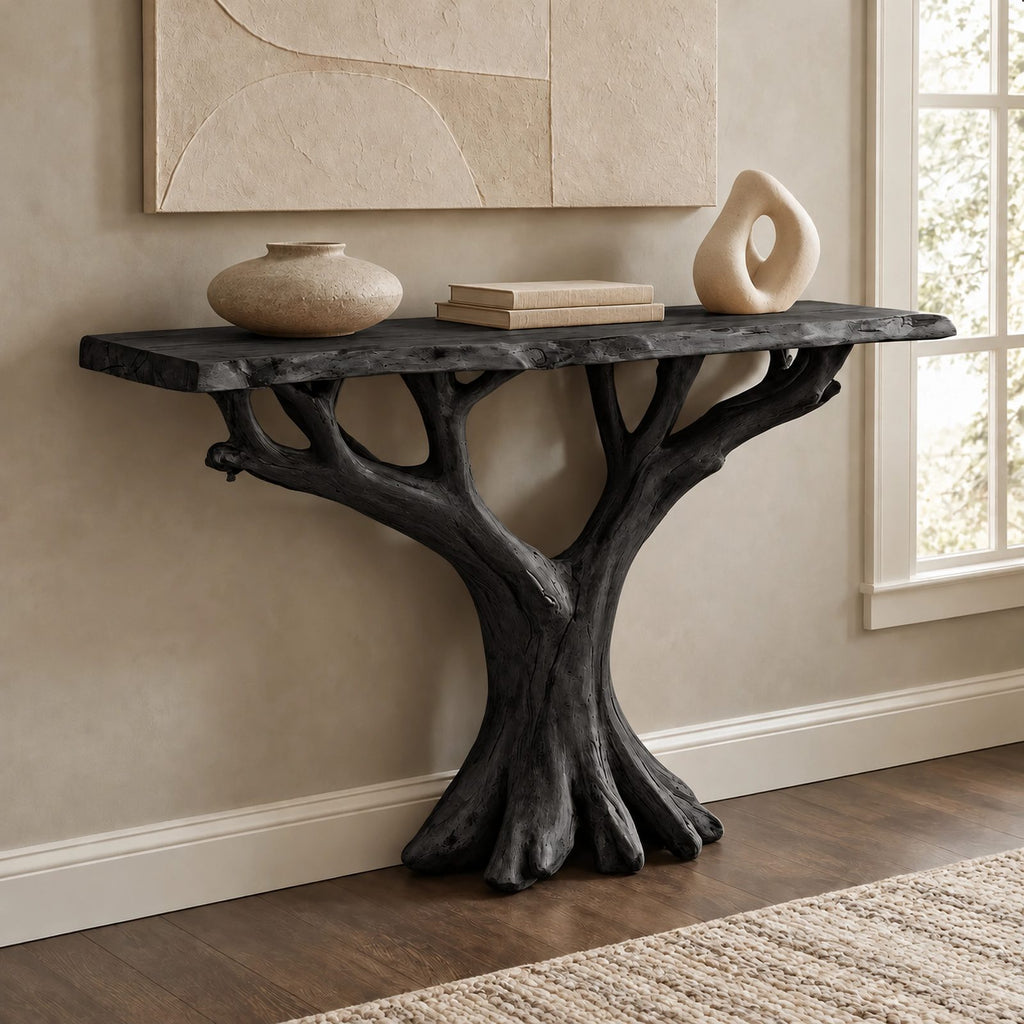 Modern Tree Root Console Table With Flat Cut Top For Hallway