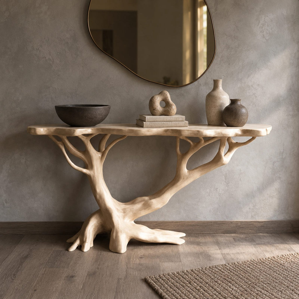 Nature Inspired Branch Console Table With Open Base For Entryway