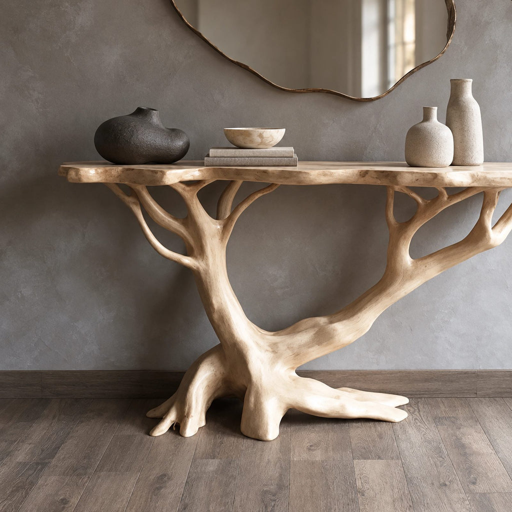 Nature Inspired Branch Console Table With Open Base For Entryway