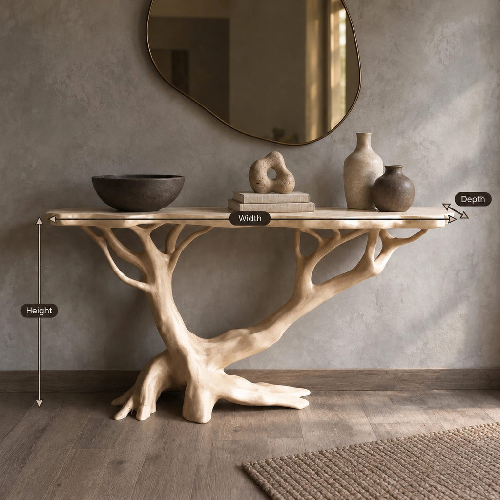 Nature Inspired Branch Console Table With Open Base For Entryway