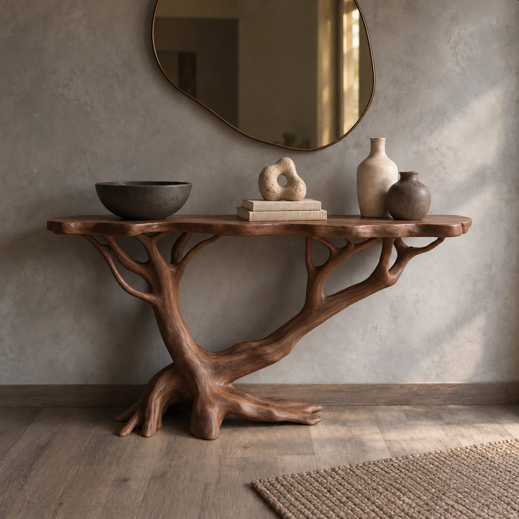 Nature Inspired Branch Console Table With Open Base For Entryway