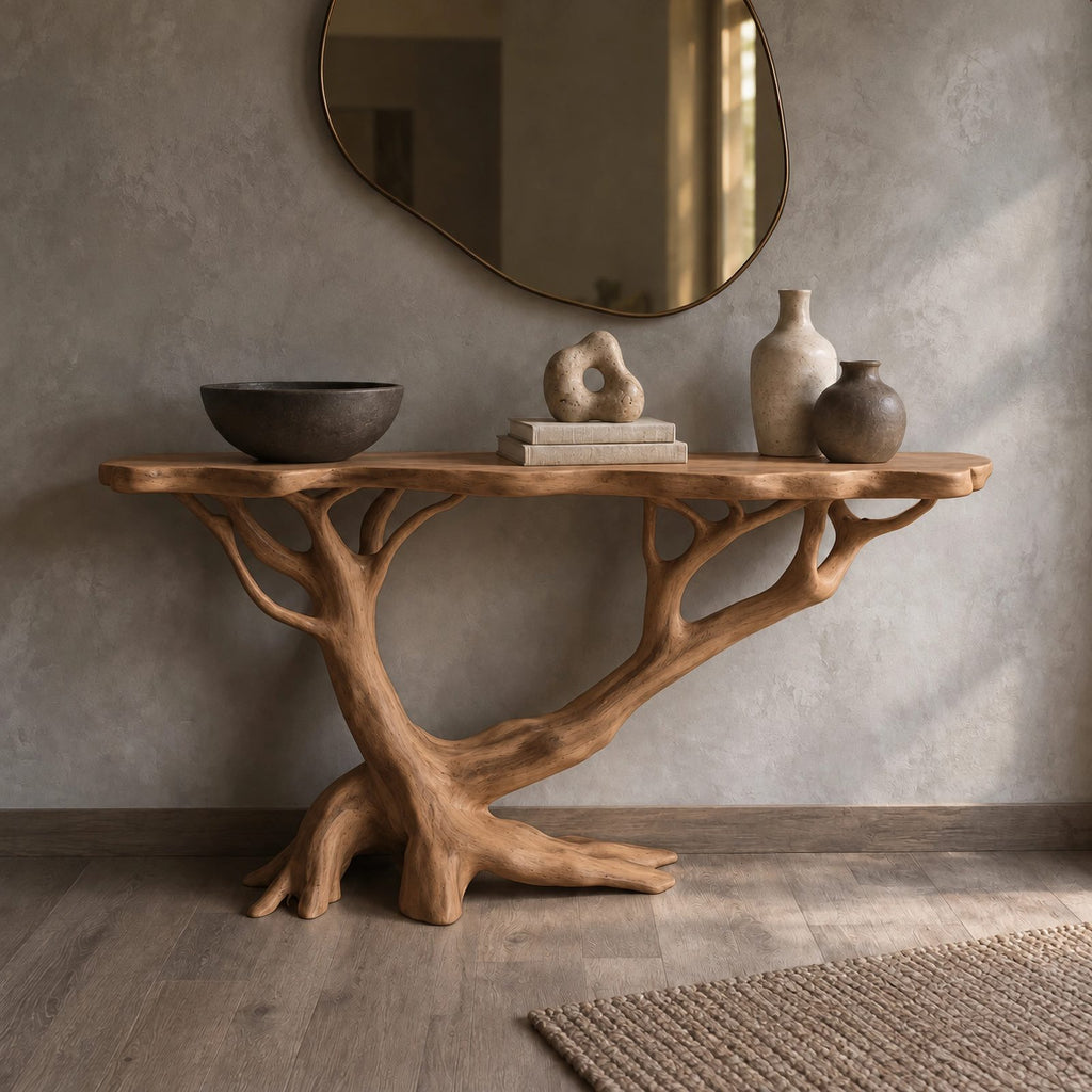 Nature Inspired Branch Console Table With Open Base For Entryway