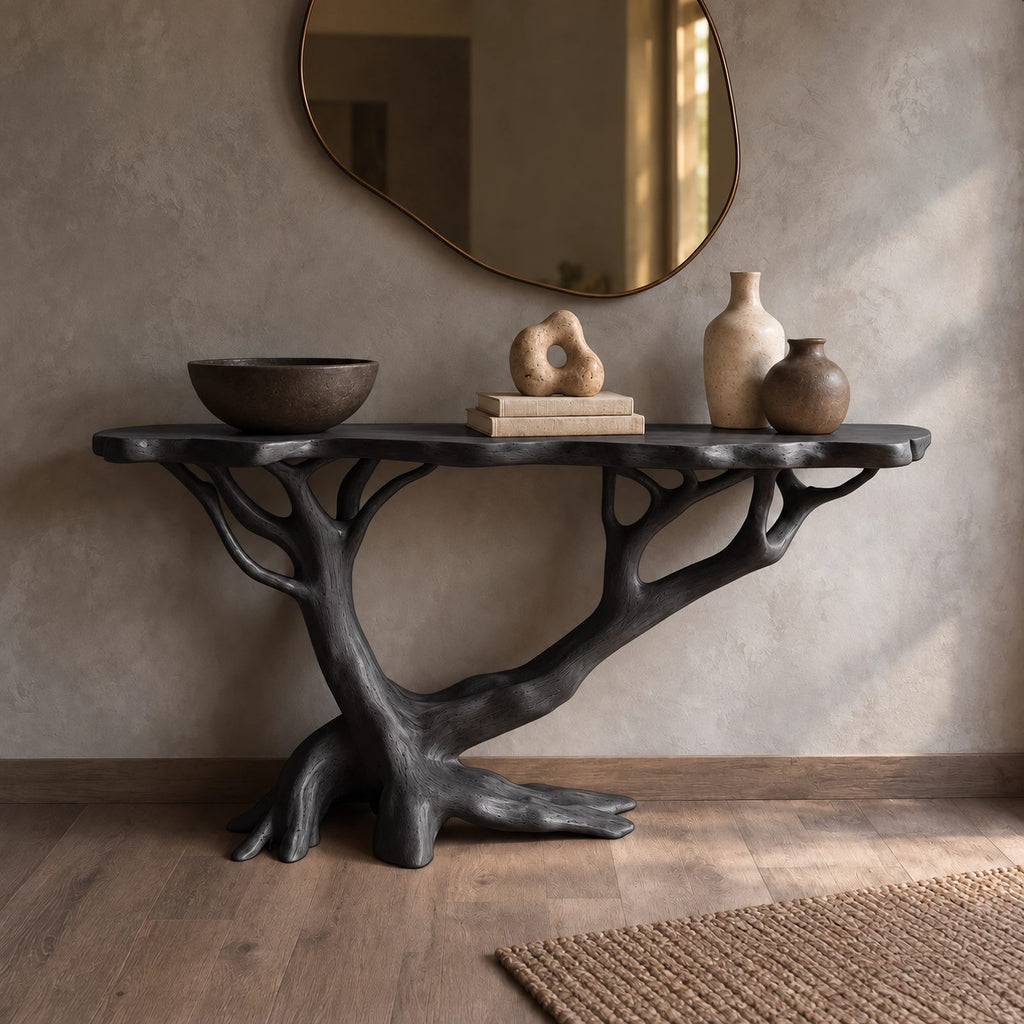 Nature Inspired Branch Console Table With Open Base For Entryway