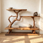 Artisan Branch Console Table With Three Display Shelves For Living Room