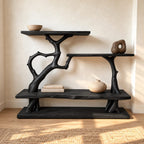 Artisan Branch Console Table With Three Display Shelves For Living Room