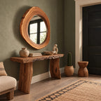 Farmhouse Live Edge Console Table With Block Legs For Hallway