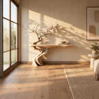 Handmade Spiral Trunk Console Table With Carved Base For Living Room