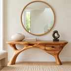 Mid Century Open Leg Console Table With Hidden Drawer For Entryway