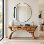 Mid Century Open Leg Console Table With Hidden Drawer For Entryway