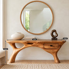 Mid Century Open Leg Console Table With Hidden Drawer For Entryway
